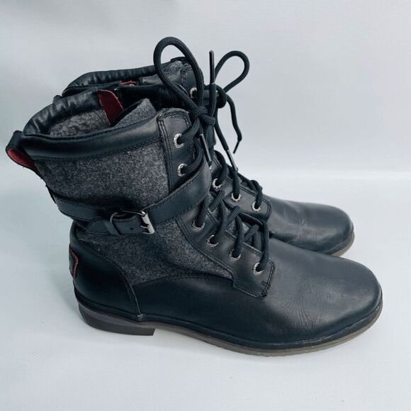 UGG Women's Kesey Waterproof Leather & Textile‎ Wool Lined Boots Black Size 9 - Picture 1 of 9
